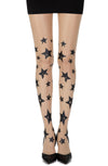 Zohara "Shooting Stars" Skin Sheer Print Tights