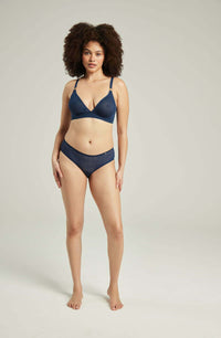 The Sheer Deco Hipster Brief Navy