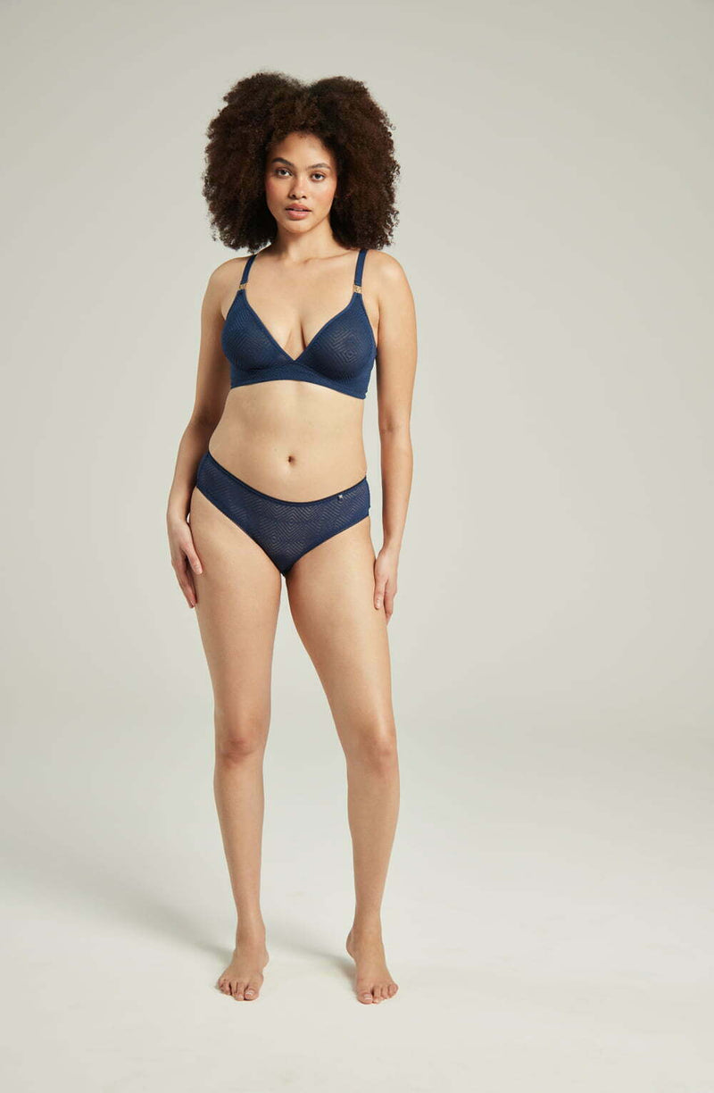 The Sheer Deco Hipster Brief Navy