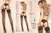 Ballerina 423 Black Hold Ups - Elegant Nero Hosiery