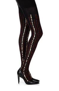 Zohara "Cross It" Burgundy/Gold Print Tights