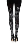 Zohara "Cross It" Black/Silver Print Tights