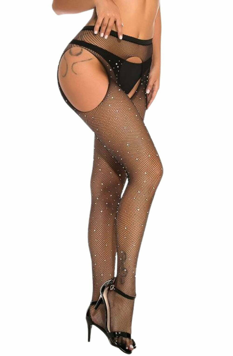 YesX YX850 Sparkly Fishnet Black