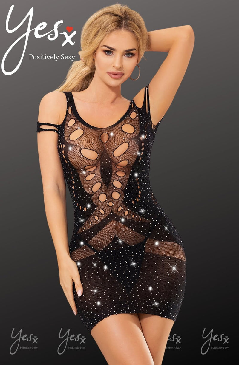 YesX YX853 Sparkly Black Dress