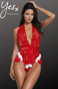 YesX YX874 Christmas Lace Halter Neck Teddy