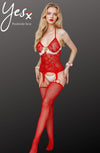 YesX YX879 Christmas Sexy Red Bodystocking