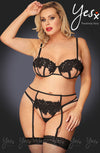 YesX YX953Q 3pc Black Bra Set