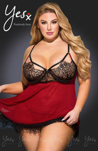 YesX YX958Q Black/Red Babydoll Set