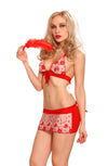 Yesx YX527 3 Piece Bra Set Red